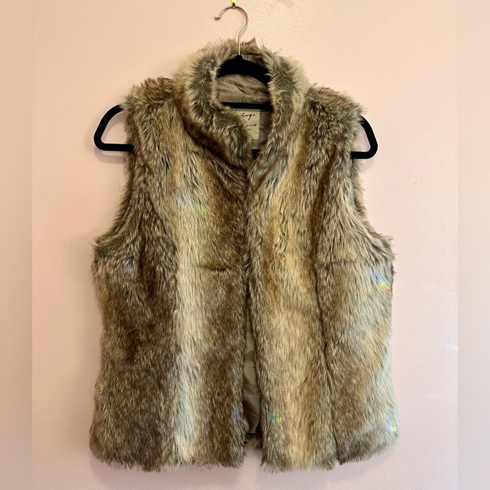 Vintage Havana Brown Faux Fur Vest Women's Medium